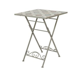 Mesa bistrô dobrável em metal/mosaico marrakech para uso externo, 58 x 58 x 76 cm