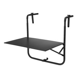 Mesa de varanda dobrável preta 60 x 43 cm