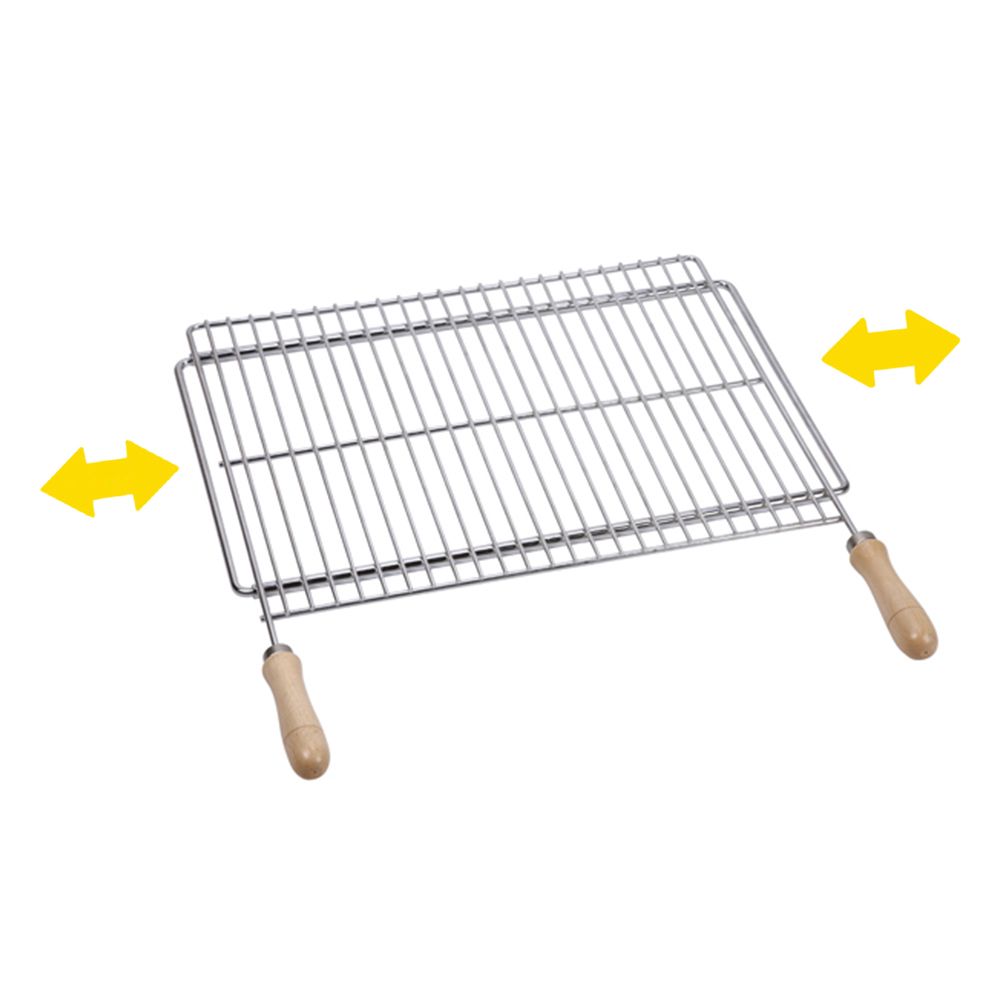 Grelha extensível para churrasqueira 70x40cm em aço zincado
