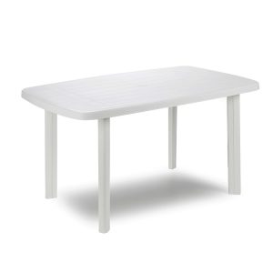 Mesa oval em formato de farol, branca, para uso externo, 72 x 137 x 85 cm