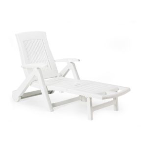 Espreguiçadeira dobrável com rodas zircone, branco, 72 x 195 x 101 cm