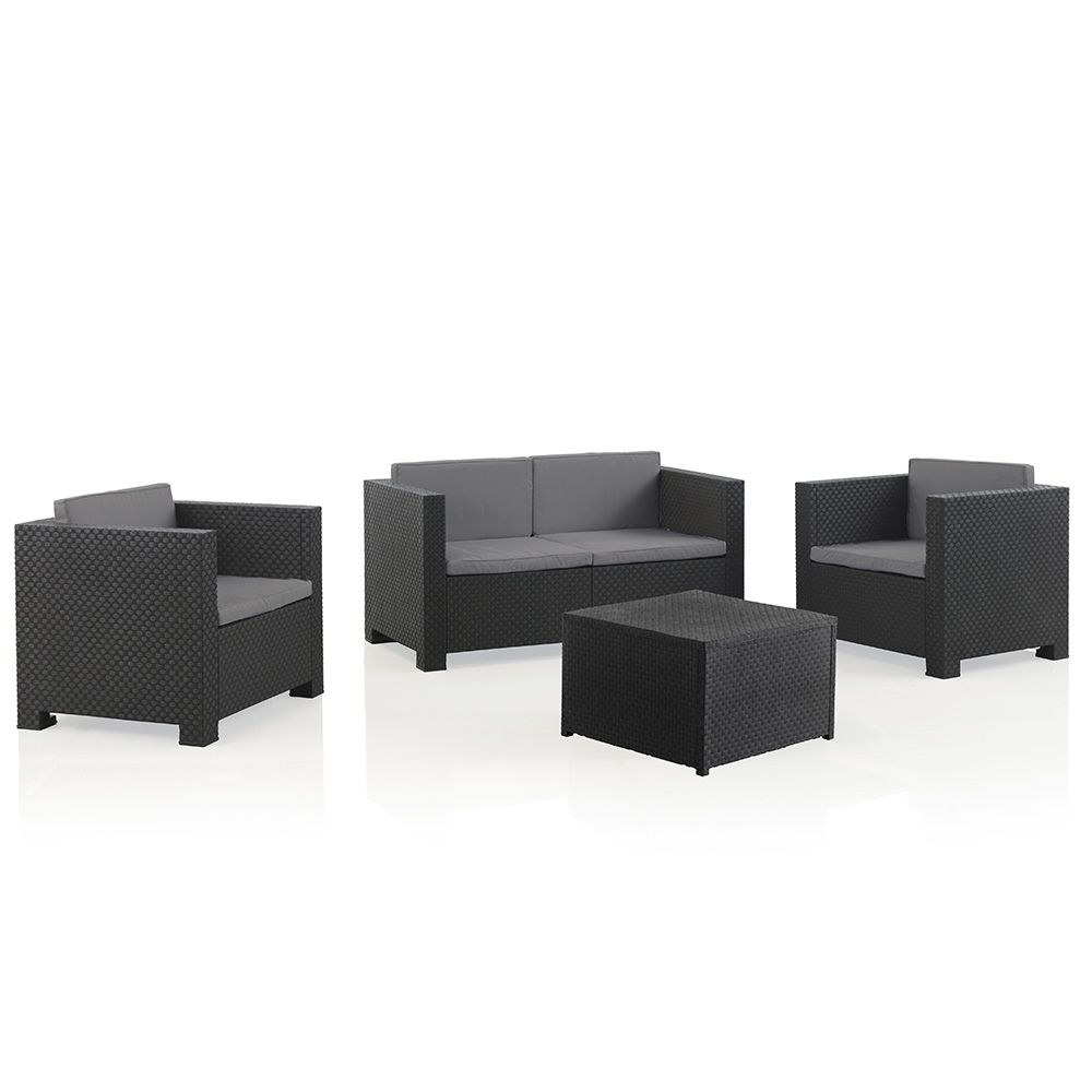 Conjunto de jardim diva tropea graffiti de 4 peças, antracite + almofadas