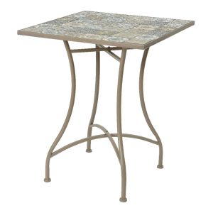 Mesa bistrô em metal/mosaico, marrom, para uso externo, 58 x 58 x 72 cm