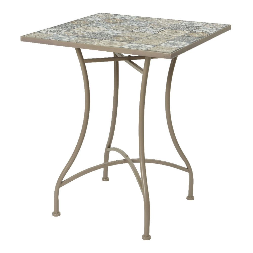 Mesa bistrô em metal/mosaico, marrom, para uso externo, 58 x 58 x 72 cm