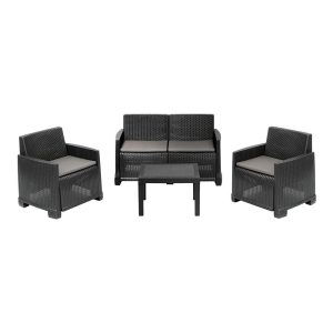 Conjunto de jardim iseo de 4 peças, antracite + almofadas