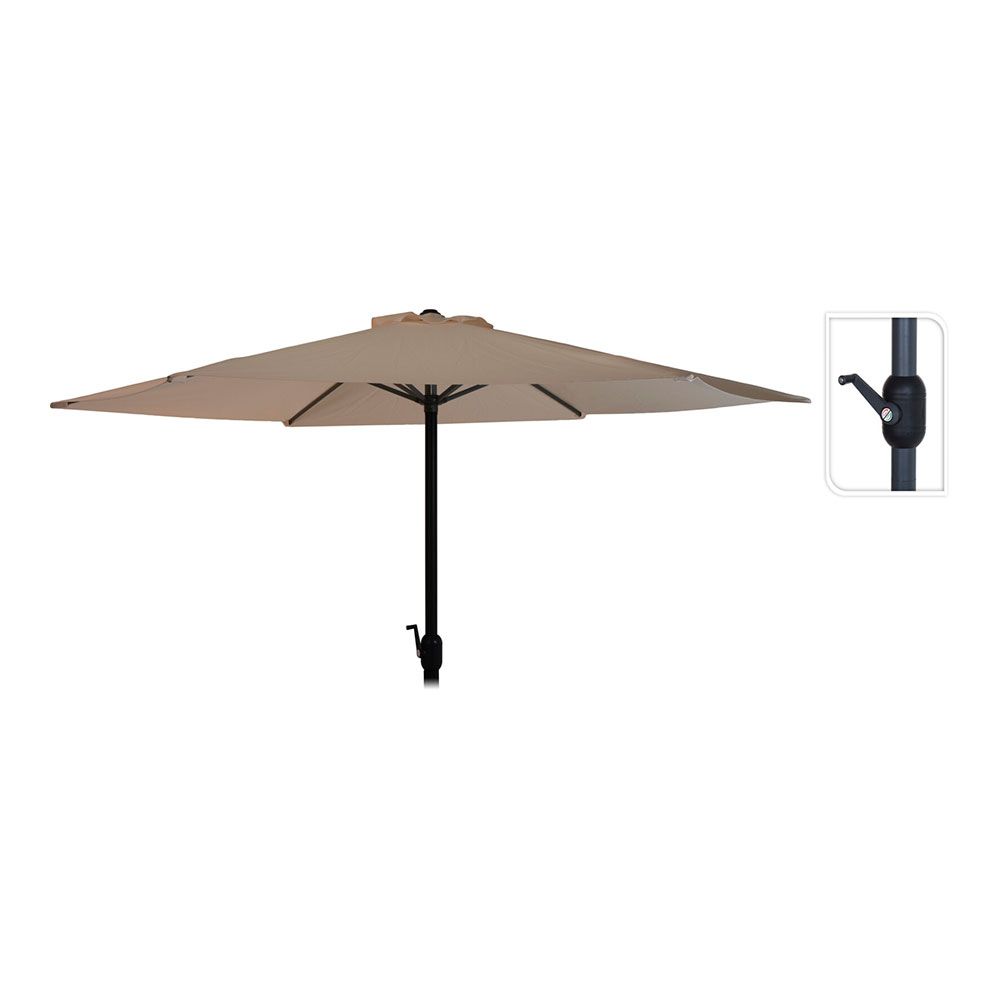 Chapéu-de-sol ø300 cm altura 248 cm. poste de alumínio com manivela color: taupe