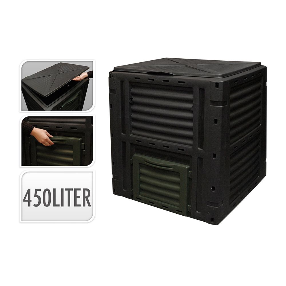 Caixa de compostagem 450 l cor preta 80 x 80 x 81 cm