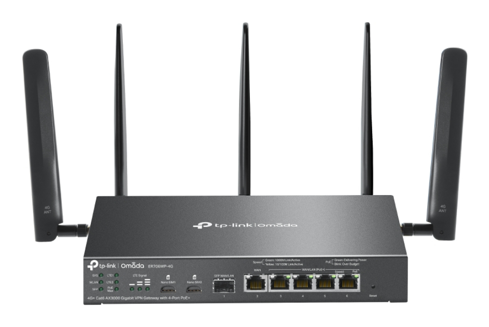 TP-Link ER706WP-4G router Inalâmbrico Gigabit Ethernet Doble banda (2,4 GHz / 5 GHz) preto