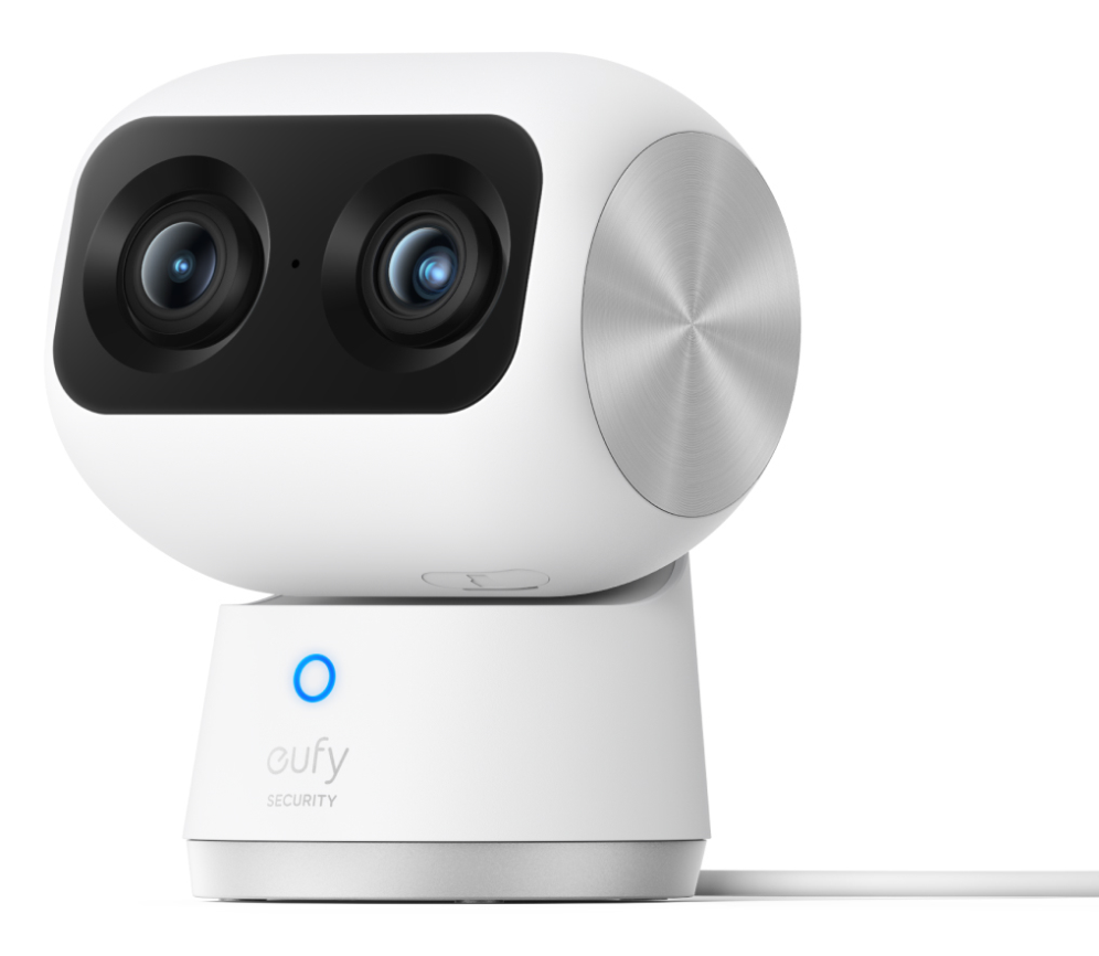 Eufy Security Indoor Cam S350, cámara doble, cámara de seguridad con resolución 4K UHD, zoom de 8× y PTZ de 360°, IA para personas y mascotas, ideal para monitor de bebé/cámara para mascotas/seguridad do hogar, Wi-Fi de doble banda
