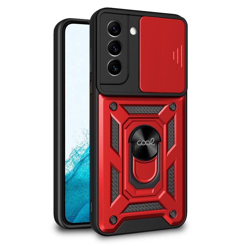 Capa COOL para Samsung S901 Galaxy S22 Hard Ring vermelho