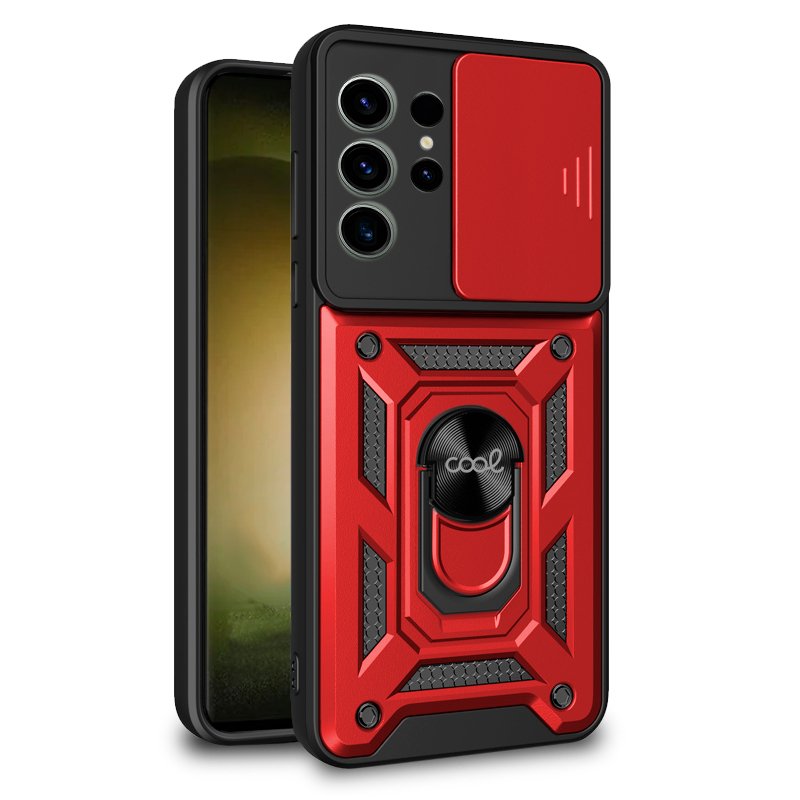 Capa COOL para Samsung S918 Galaxy S23 Ultra Hard Ring vermelho