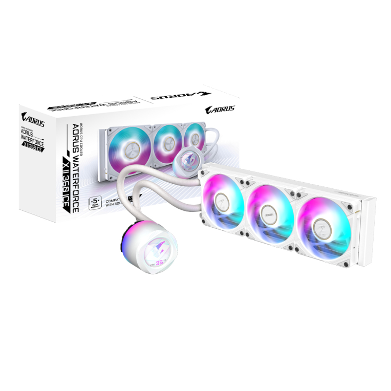GIGABYTE AORUS WATERFORCE X II 360 ICE Procesador Sistema de refrigeração líquida todo en uno 12 cm branco