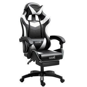 Sillón Gaming Premium COOL Rest Negro-branco (Reposapiés)