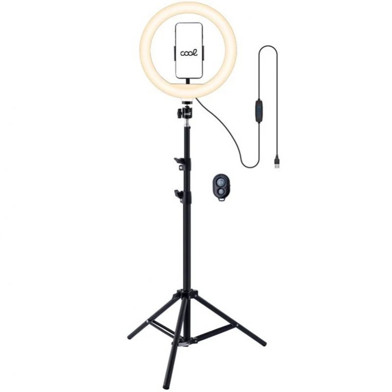 Suporte Trípode (180 cm) Aro de Luz LED COOL + Mando Bluetooth