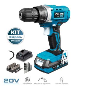 Kit berbequim aparafusador com 40 acessórios 20 v com bateria e carregador