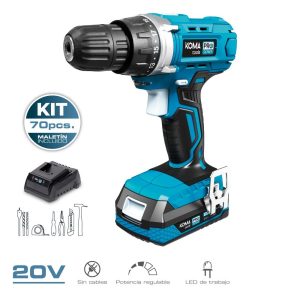 Kit berbequim aparafusador com 70 acessórios 20v com bateria e carregador