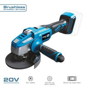 Rebarbadora angular brushless 20 v ø125 mm (sem bateria nem carregador) 37,5 x 12 cm