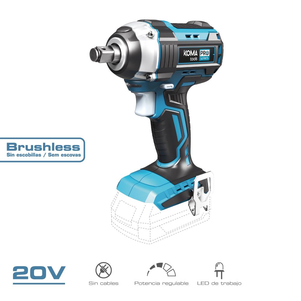 Chave de impacto 20 v brushless 280 nm (sem bateria e carregador)