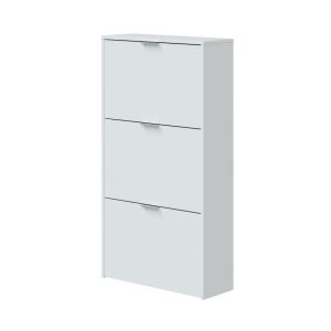 Móveis de sapateira, 3 portas dobráveis, branco brilhante