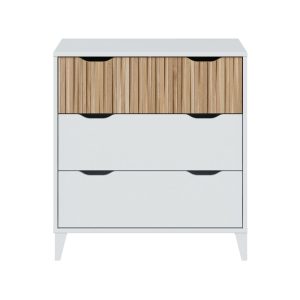 Cómoda com 3 gavetas, cor branco + natural