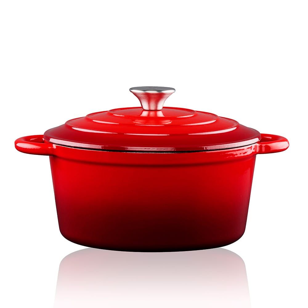 Panela de ferro fundido esmaltado cor vermelha 3,8 l, ø24 x 11,8 cm