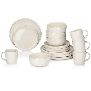 Serviço de louça cerâmica creme 16 peças