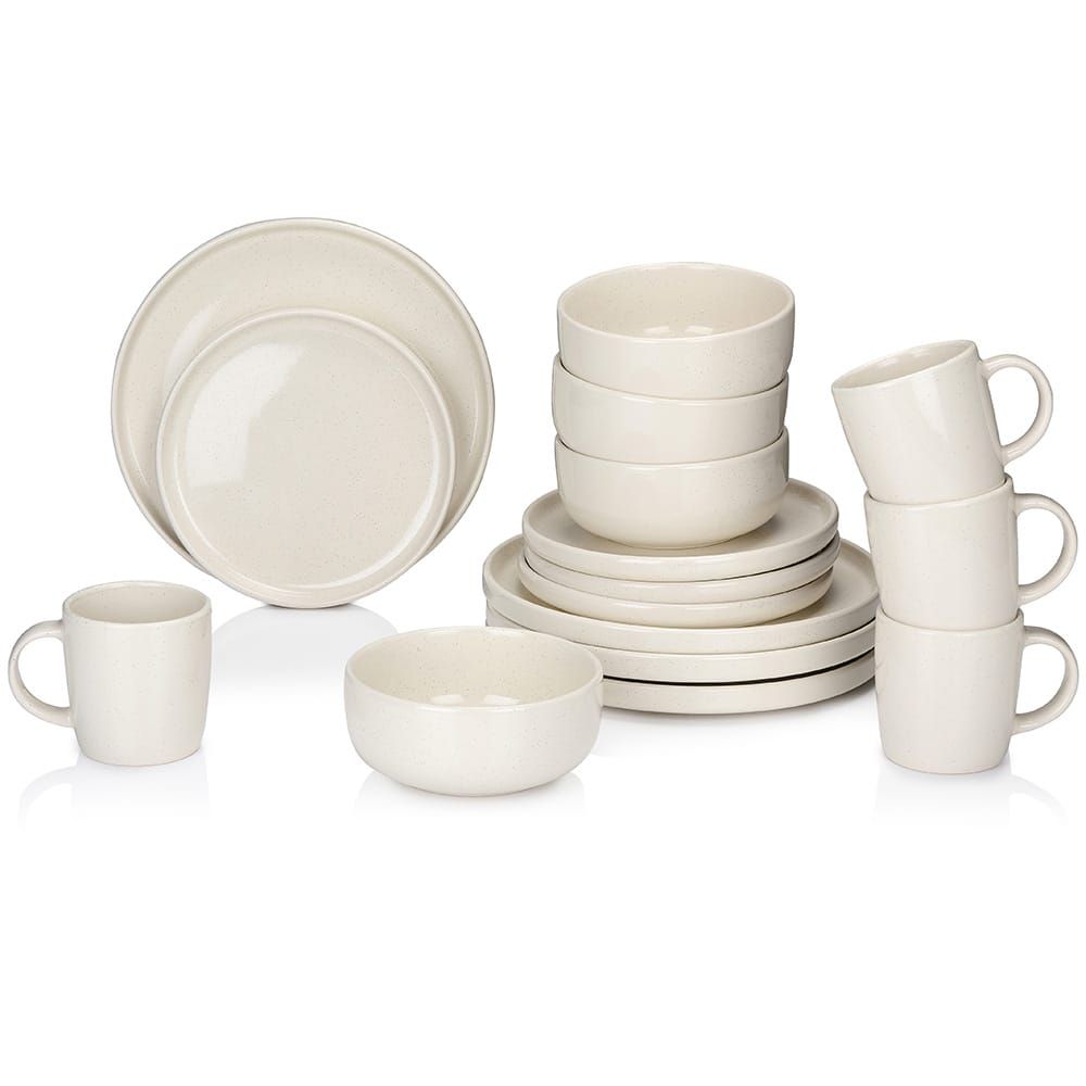 Serviço de louça cerâmica creme 16 peças