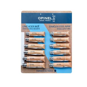 Expositor de canivetes em aço inoxidável opinel, 12 unidades (nº6, nº7, nº8 4 unidades de cada número)