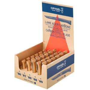 Expositor de facas em aço carbono opinel, 30 unidades (nº6, nº7, nº9 6 unidades nº8 12 unidades de cada número)
