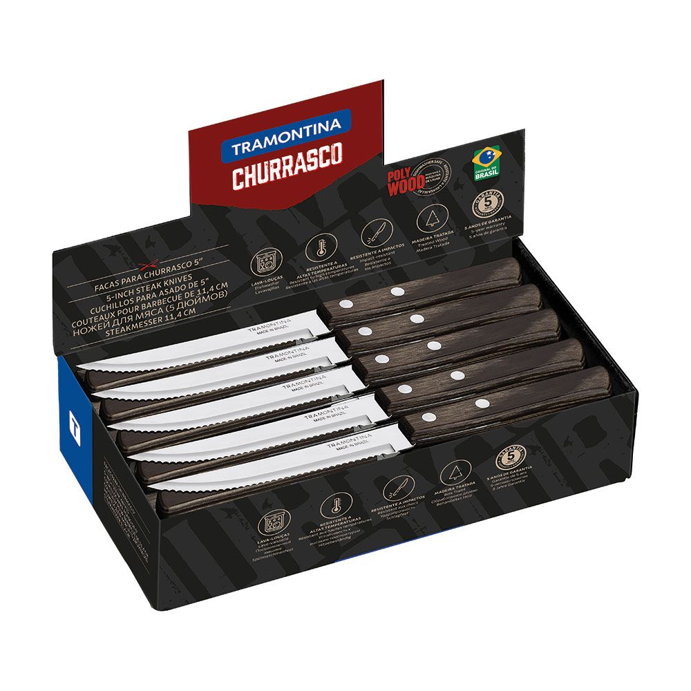 Facas de assado polywood castanho 12,7 cm 60 uts