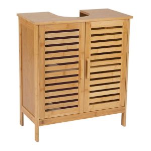 Armário de lavatório wc de bambu 60 x 30 x 62 cm