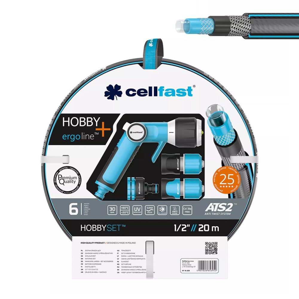 Kit mangueira para rega hobby ø12,5 mm, ½ pol, 20 m