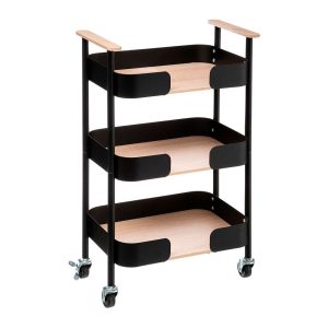 Carrinho utilitário de 3 andares, preto 45,5 x 28,5 x 75 cm