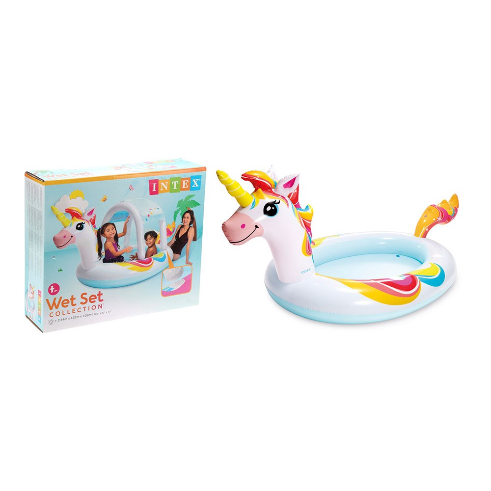 Piscina infantil, unicórnio com aspersor, 254 x 132 x 109 cm