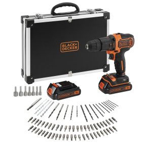 Kit berbequim de perfcussão de 18 v com 2 baterias de lítio de 1,5 ah, carregador, 80 acessórios e mala