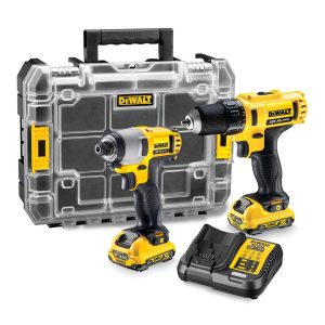 Kit berbequim aparafusadora xr 12 v + aparafusadora de impacto xr 12 v + organizador tstak v com carregador e 2 baterias li-ion 2 ah