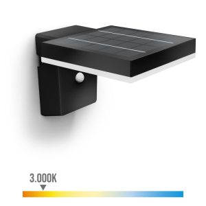 Aplique solar mural quadrado ultraeficiente,ip44 1,3w, 250im 3000k, luz quente, philips