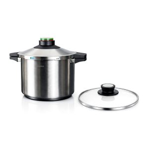 Panela de pressão prêst 8 l, aço inoxidável 18/10, inclui tampa de vidro, ø24 cm
