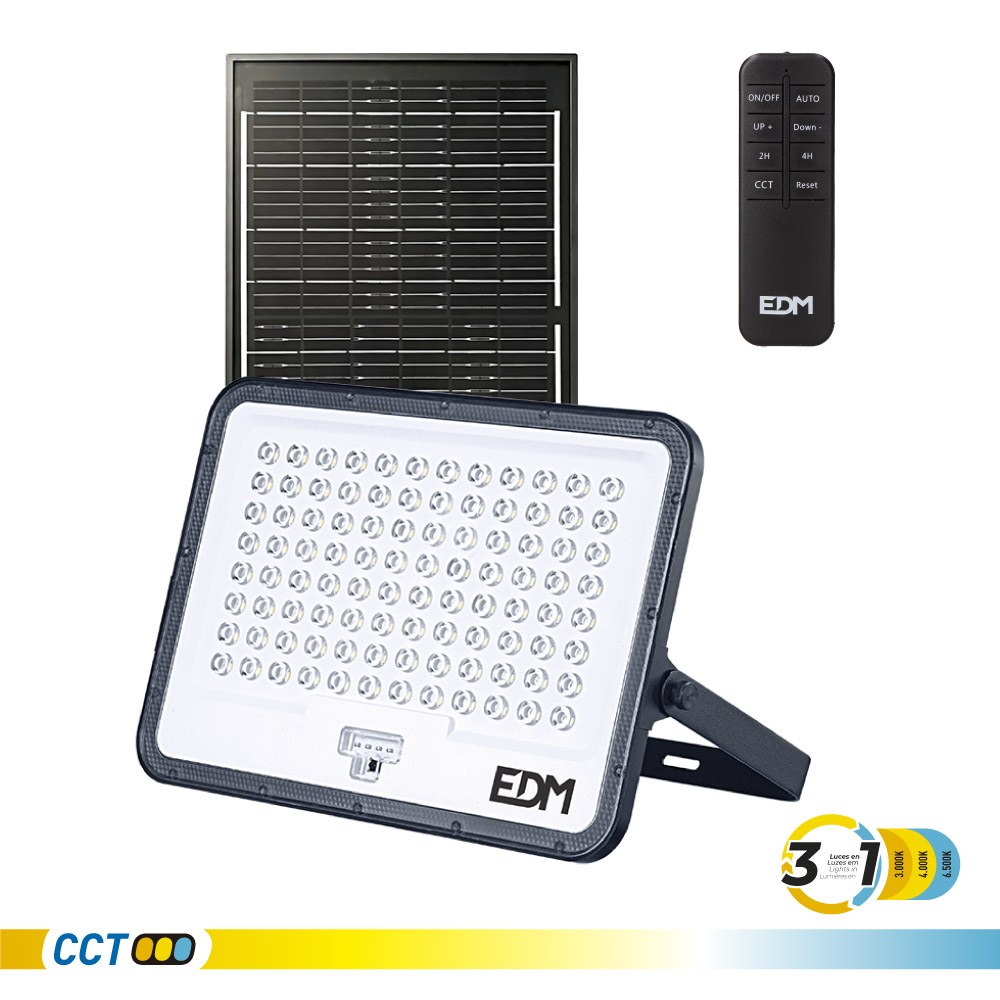 Projetor led solar com 3 temperaturas de cor, 200 w e 2200 lm