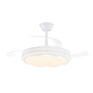 Ventilador de teto led cct, 3 pás retráteis 60 w, 6600 lm, branco, pás ø106 cm, plafon ø15 cm, altura 30,5 - 40,5 cm