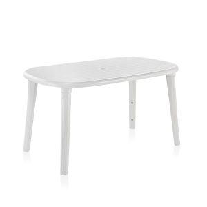 Mesa oval cancun, branca, para uso externo, 140 x 80 x 73 cm