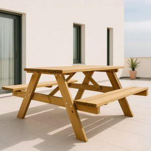 Mesa de piquenique de madeira 177 x 152 x 71 cm