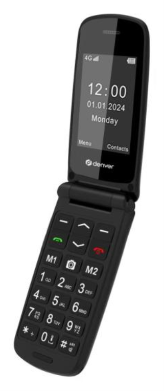 Denver BAS-24800L teléfono móvil 6,1 cm (2.4") preto Telefone para pessoas idosas